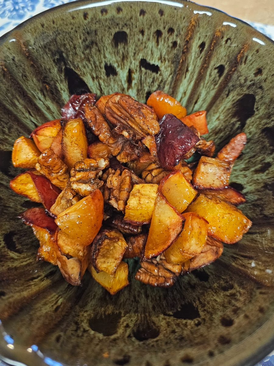 Close-up of Air-Fried Peach Cherry Pecan Bowl